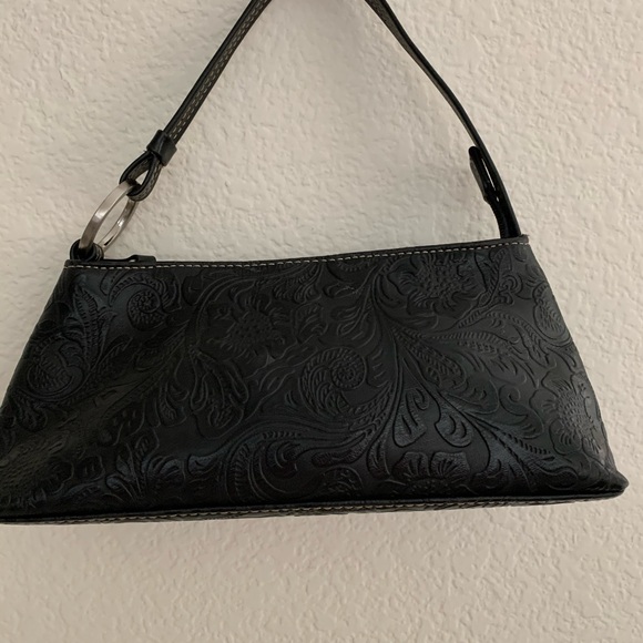 Black Embossed Floral Handbag - Picture 2 of 2